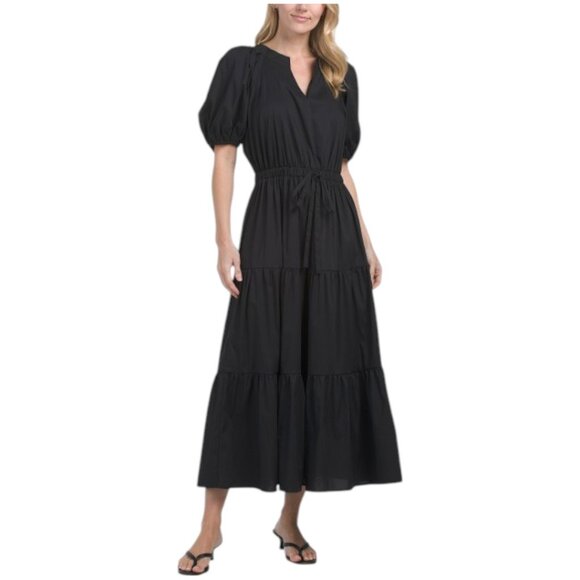 ANNE KLEIN Tiered Puff Sleeve Maxi Dress - Picture 1 of 2